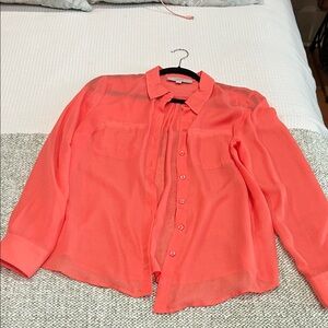 LOFT coral Sheer Blouse